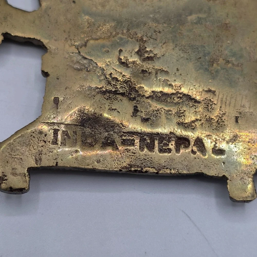 Vintage India Nepal Brass Bhairava Deity Pendant Hindu Guardian Talisman‎ Charm